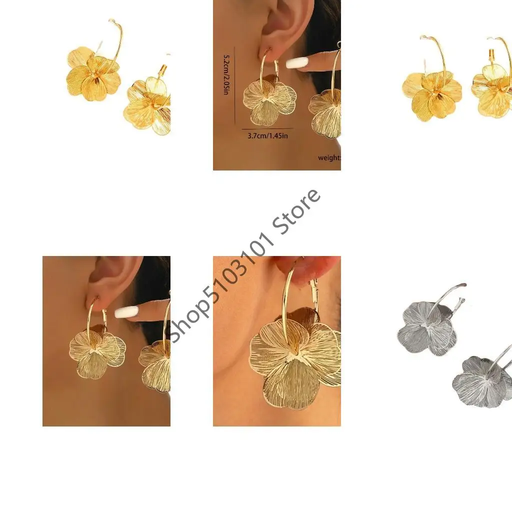 

X6he золото/серебряные цветочные серьги элегантный сплав