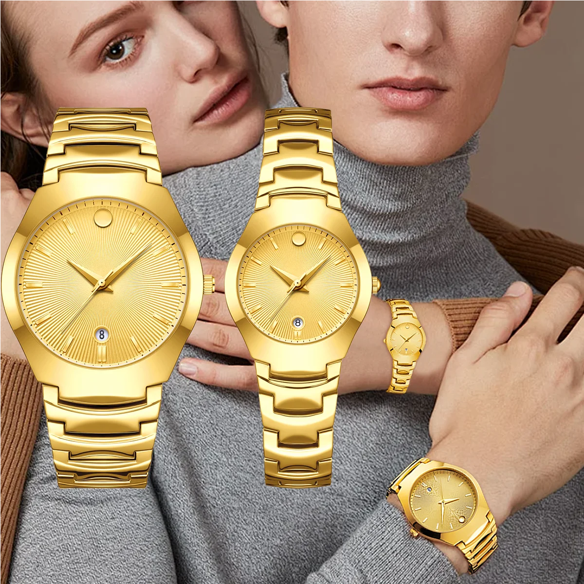 YaLaLuSi Stylish Minimalist Steel-Strap Bracelets for Men and Women Elegant Business Watches, Perfect as Gifts for Couples Reloj