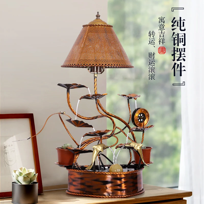 

All-copper lucky water ornament opened high-end tea room circulating lucky gift company office front desk decoration