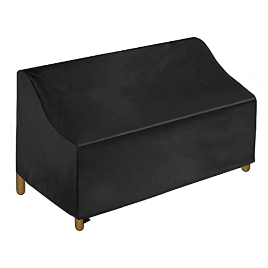 

Patio Loveseat Cover - Heavy Duty 600D Waterproof Outdoor Sofa Cover with 2 Drawstring Hem and Reinforced Padded Handles Black