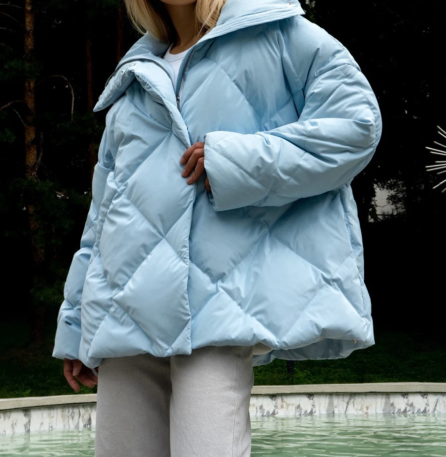 Lingge Cotton Jacket 2025 Autumn/Winter New Loose Coat Matte Gloss Collar Cotton Jacket Casual Jacket