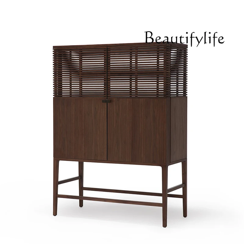 

Black walnut solid wood dining side cabinet new Chinese living room home storage designer fashion new