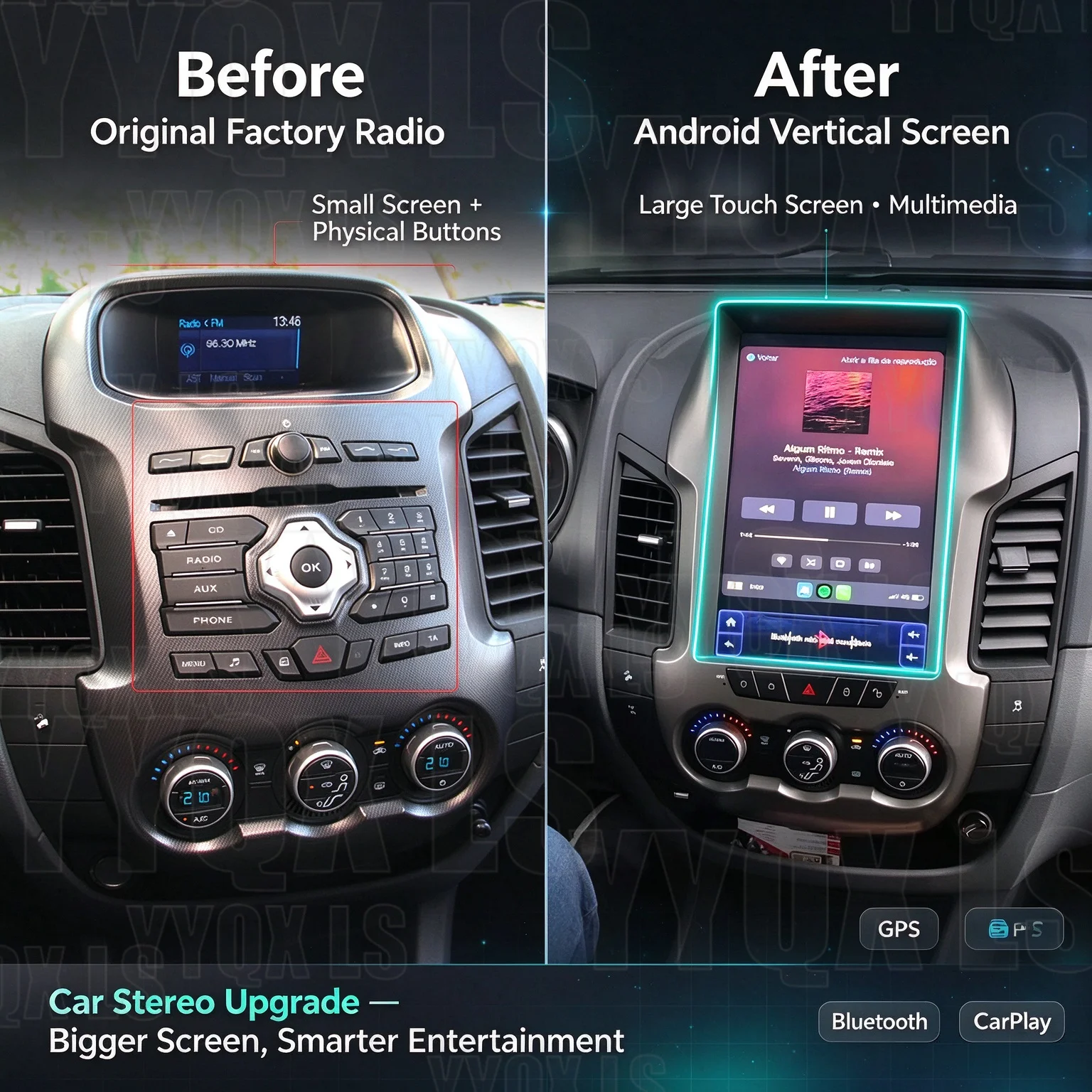 Car Radio Multimedia Video Player Stereo Touch Screen For Ford Ranger Raptor 150 Pickup 2012 2013 Android 15 Player GPS Carplay