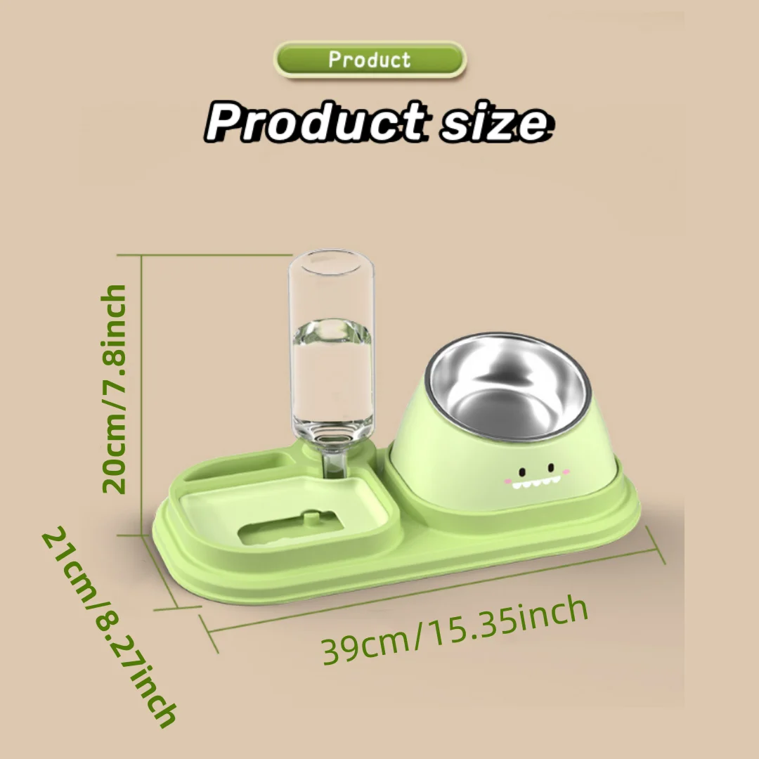 Pet bowl Food set Cat bowl Dog bowl Neck guard diagonal stainless steel dog food bowl Pet slow food bowl