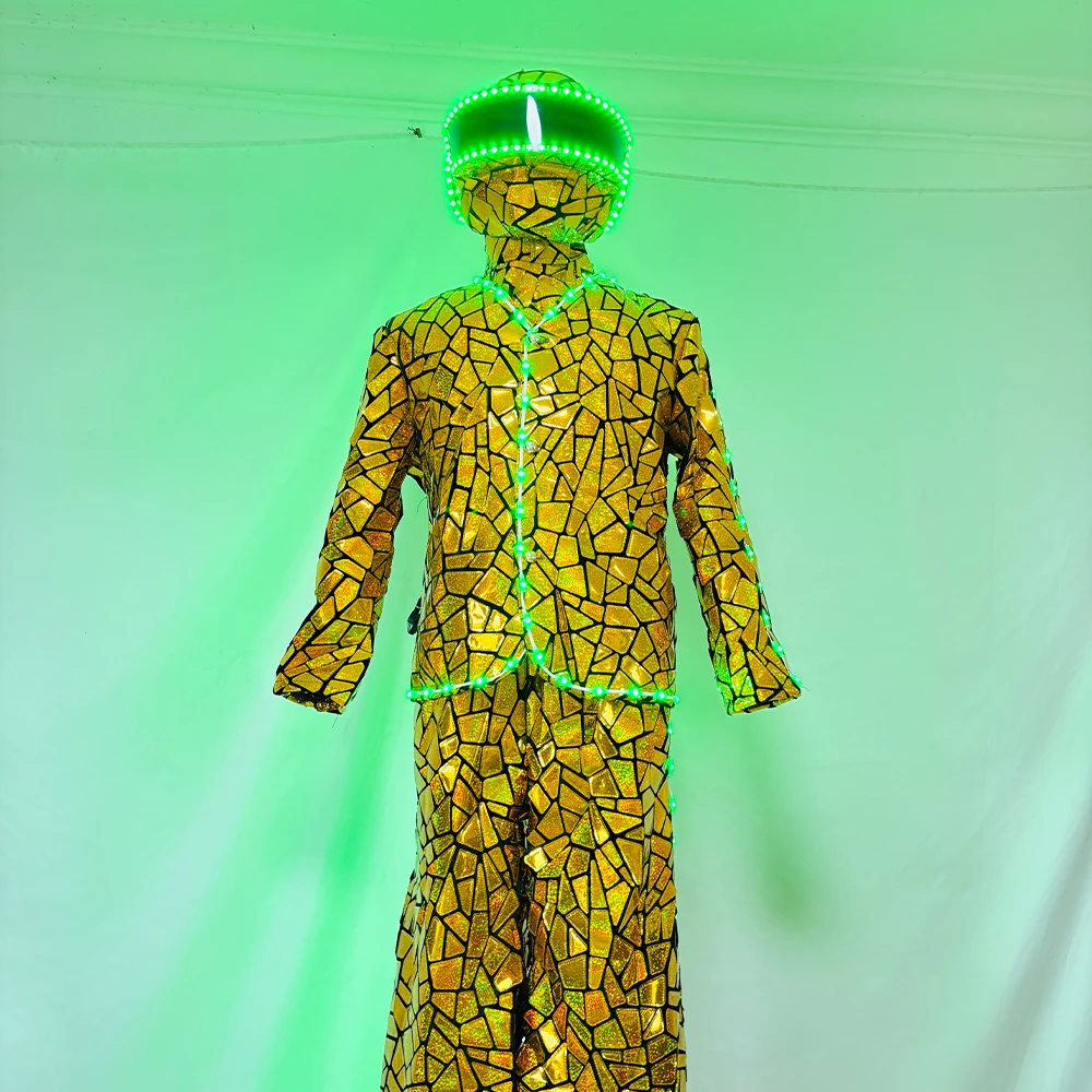 

Костюм для выступлений на ходулях из светодиодной ткани, мягкий светоотражающий материал, наряд для ходьбы на ходулях, подходит для сценических танцевальных выступлений в диджей