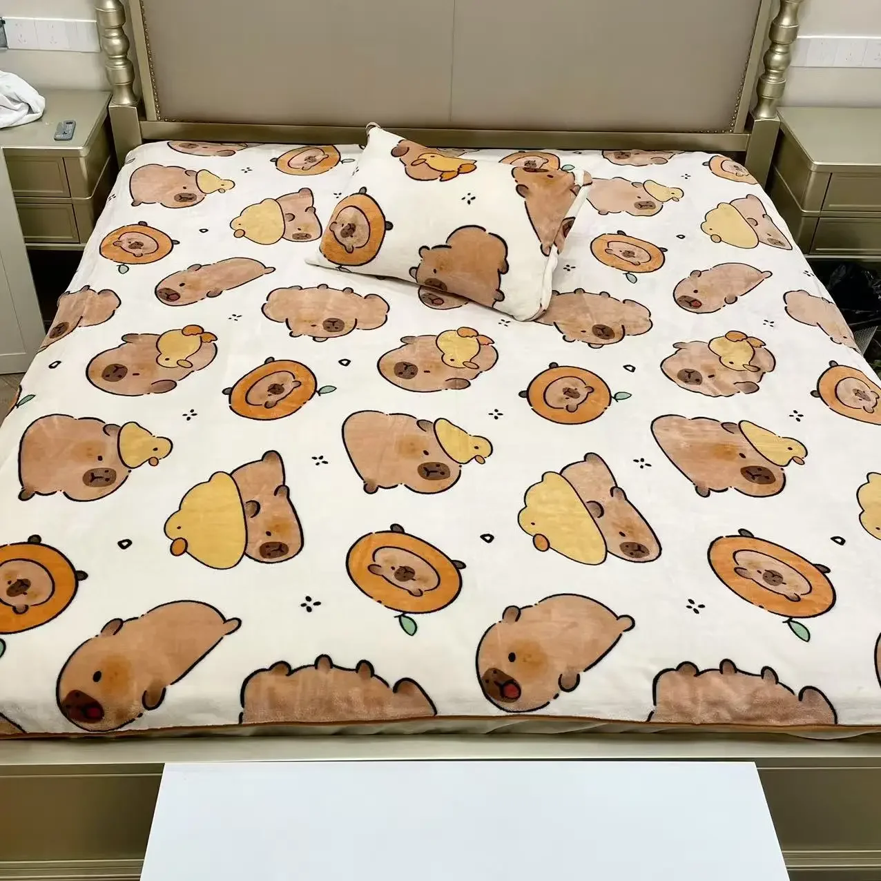 Cómoda manta cálida de Capibara, manta de franela con estampado de Capibaras, manta para sofá y dormitorio, funda de almohada, colcha