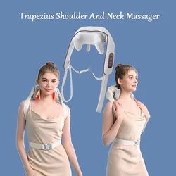 Multifunctional Cervical Shoulder Trapeziu Muscle Massager With Heating Wireless Human Simulated Hand Knead Muscle Relax Massage