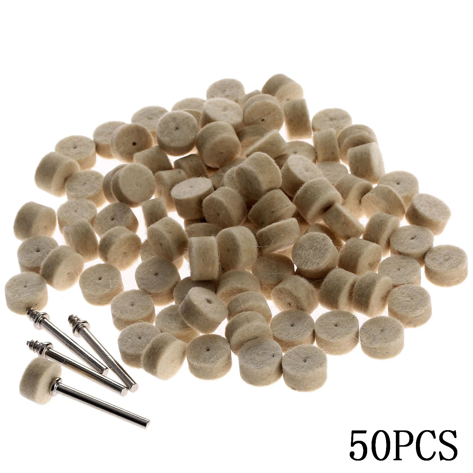 50Pcs 13mm Wool Felt Polishing Buffing Wheel Grinding Abrasive Pad+2pcs 3.2 mm Shank for Dremel Rotary Tools