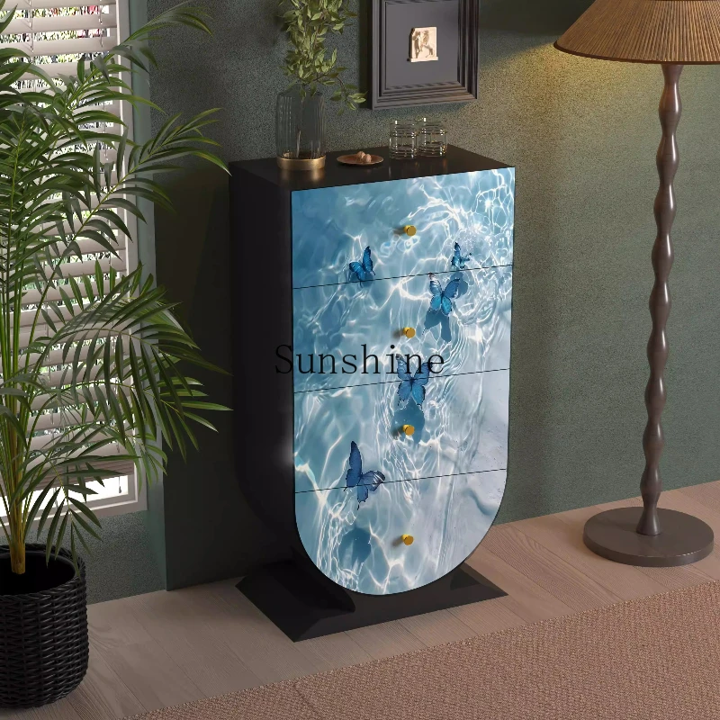 

Painted solid wood four-chest cabinet living room B & B wall storage locker