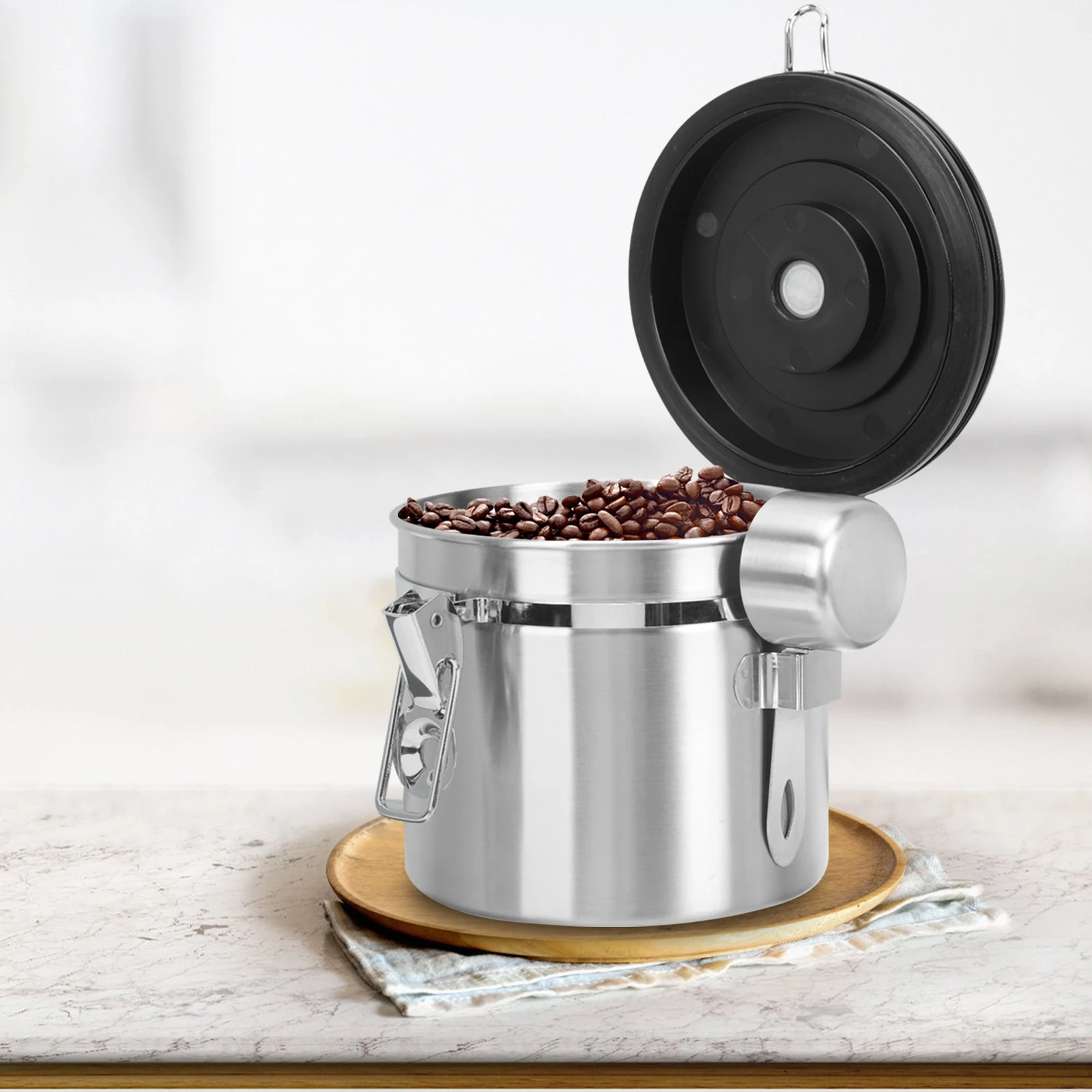 

Контейнер для хранения кофейных зерен, герметичная герметичная герметичная банка из нержавеющей стали, практичная