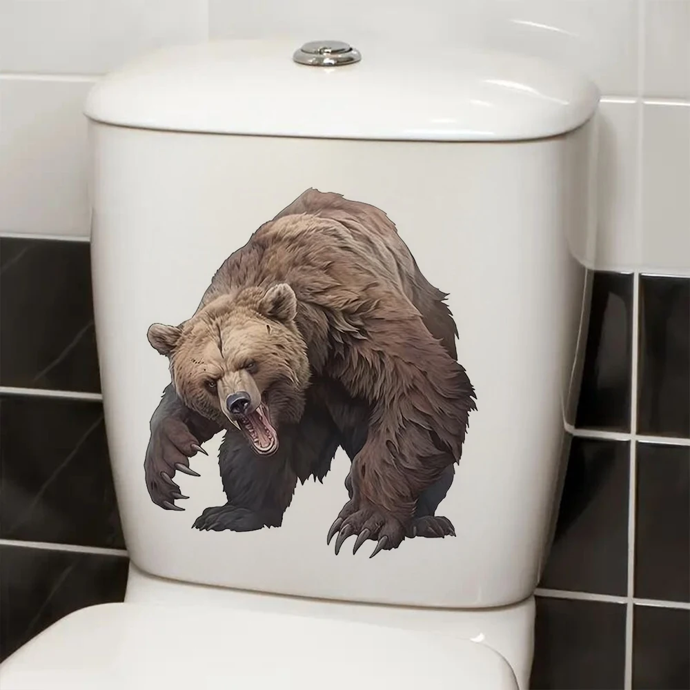

Fierce Giant Bear Toilet Stickers, Bright Wall for Home, Cabinet, Door,Refrigerator Decoration, Vinyl Car Decals, Art Wallpaper