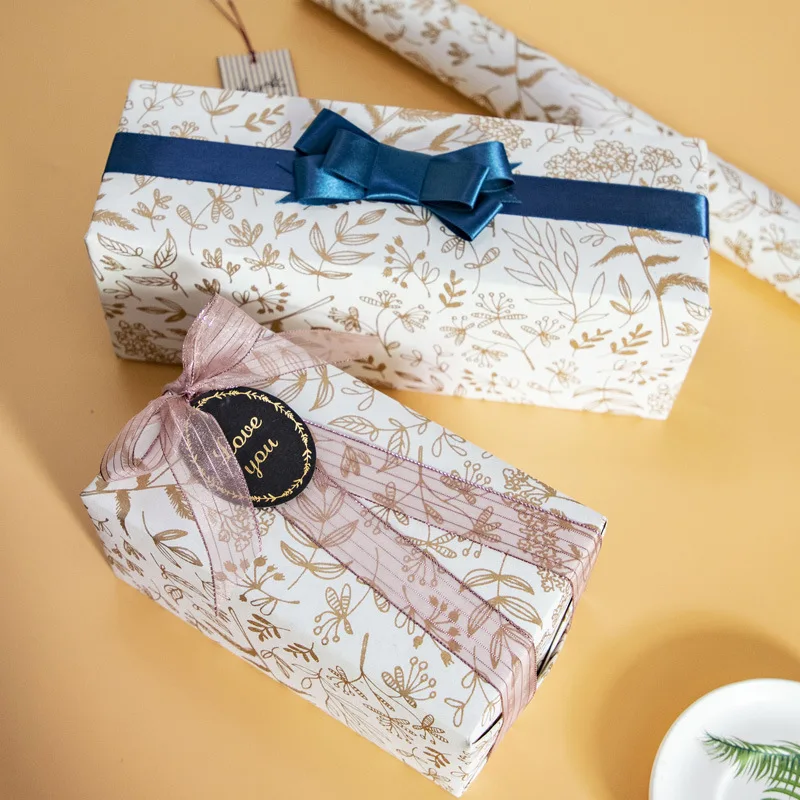 Exquisite Gift Box Thickened Hot Stamping Paper Ribbon Flower Knot Beaded Beaded Wrapping Paper For Gift Box Valentine'S Day