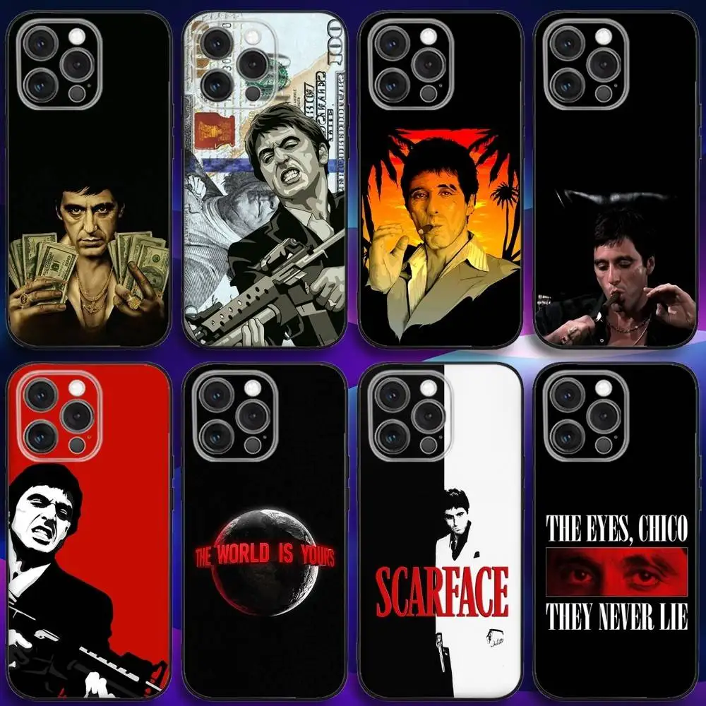 

Film S-Scarface M-Montana Phone Case For iPhone 17,16,15,14,13,12,11,Pro,Max,Plus,X,XS,SE4,E,Mini,Soft Black Case