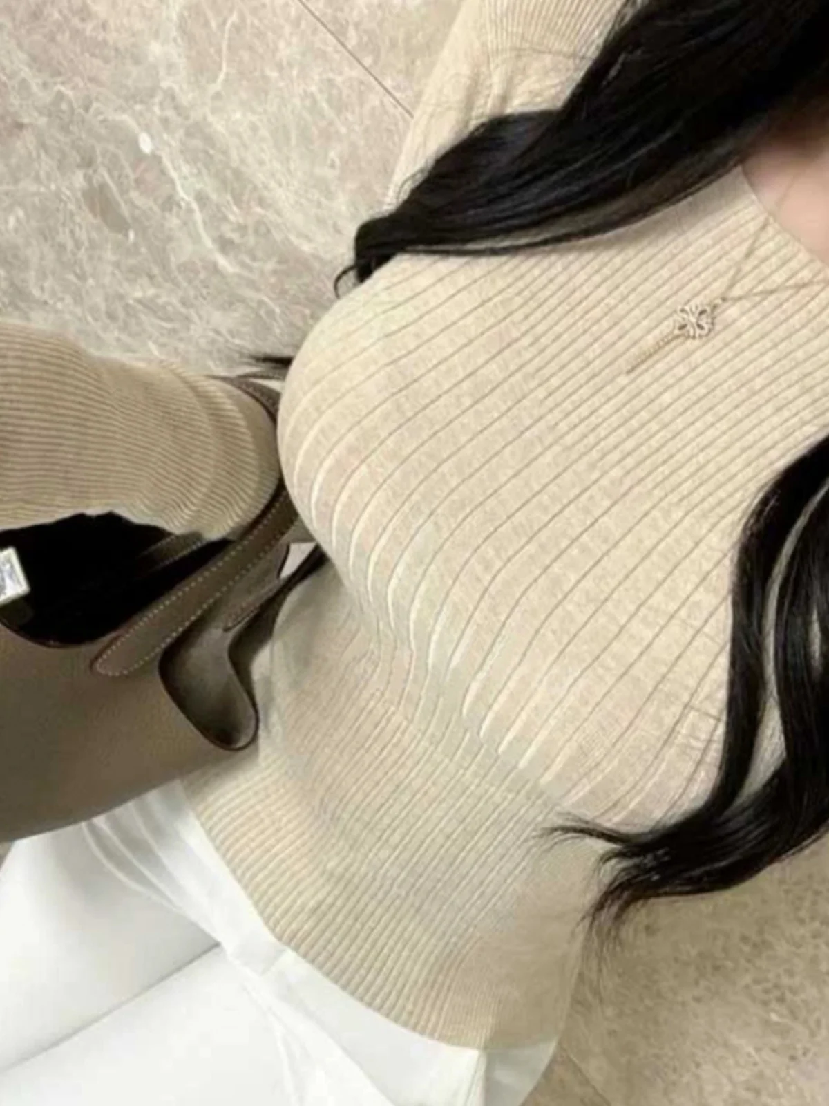 Sexy Bodycon Knitted Top Women's Base Layer Tight Fit Handmade Dongda Gate New Arrival Soft Polyester Blend Long Sleeve round...