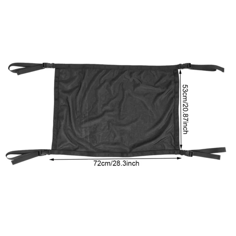Black Polyester Webbing Car Ceiling Mesh Storage Bag Handle Fixed Multifunction Roof Net Packet AccessoryBlack