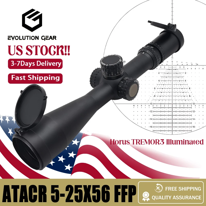 

ATACR 5-25X56 FFP Riflescopes with HORUS TREMOR3 Illuminated Reticle Hunting 5.56 .308