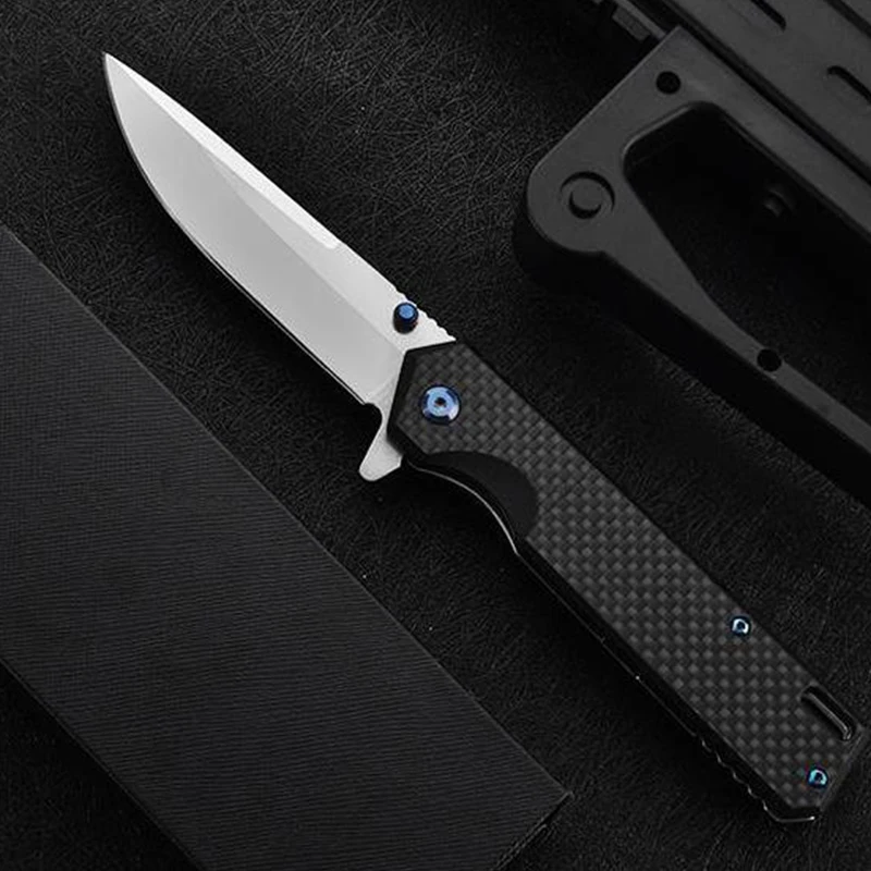 Carbon Fiber Handle Folding Knife D2 Blade High Hardness Camping Tactical Outdoor Knives EDC Tool