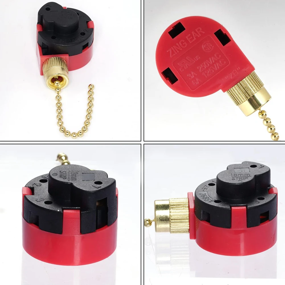 B15C 3PC Ceiling Fan Switch 3 Speed 4 Wire Zing Ear ZE-268S6 Fan Pull Chain Switch Replacement Speed Control Switch