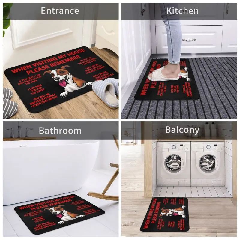 Peeking Dog Jack Russell Terrier Door Floor Kitchen Bathroom Mats Anti-Slip Indoor Doormat Garden Entrance Carpet Rug