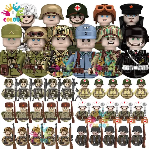 Jouets pour enfants WW2 blocs de construction de l'armée militaire US soviétique chine royaume-uni soldats Mini figurines d'action jouets pour garçons cadeaux de noël