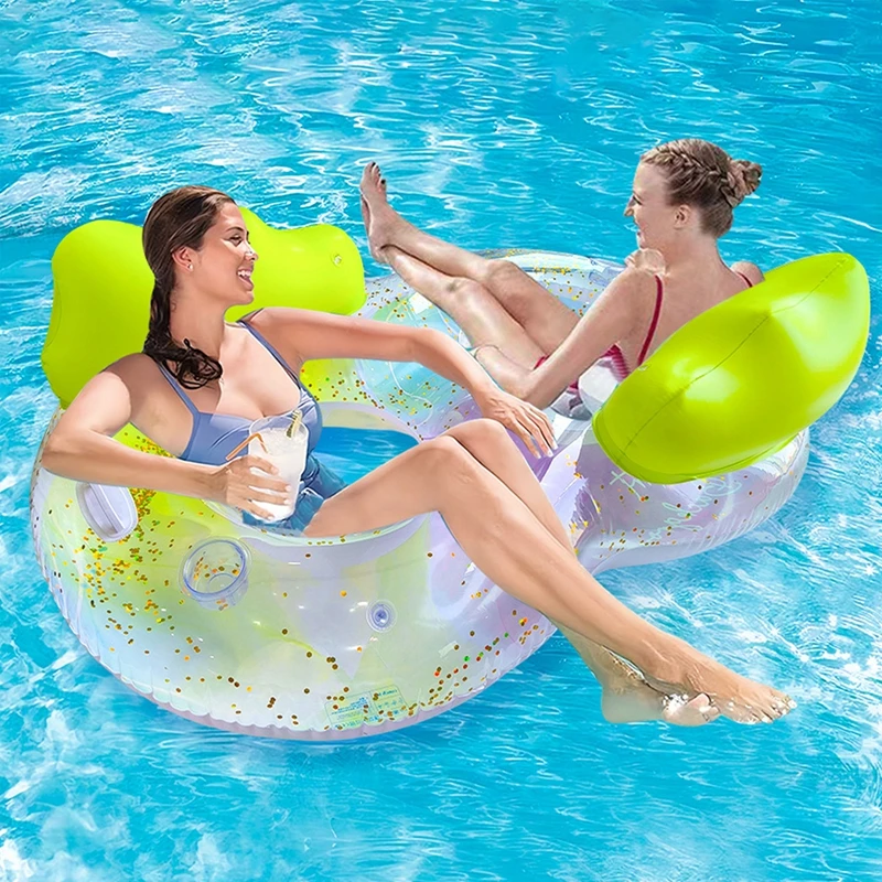 1Pcs Pool Lounger Float Hammock with Two Handle and a Big Cup Holder for Adult Inflatable Floats Water Mattress Mat Pool Floats