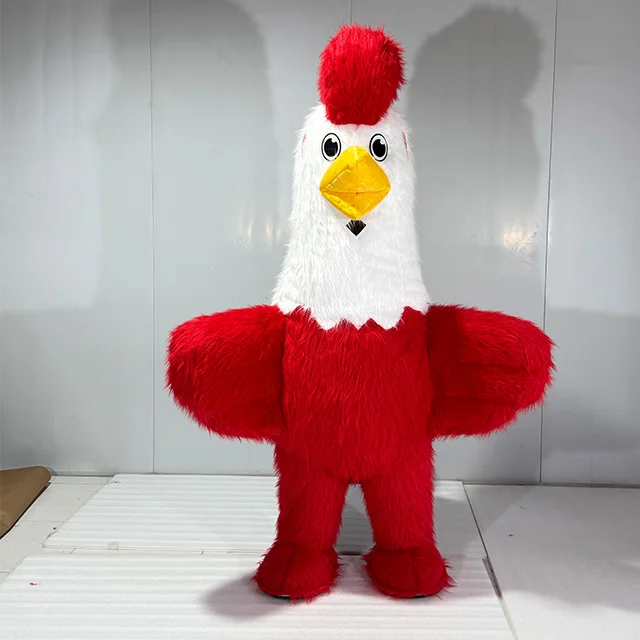 

Red Inflatable Rooster Plush Doll Costume Big Rooster Performance Suit for Celebrity Anime Carnival Party Events No Battery