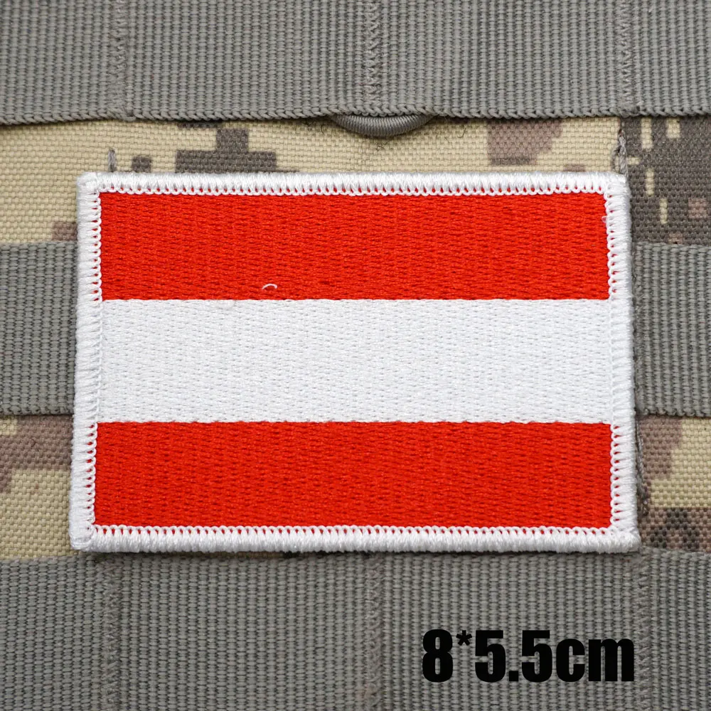 AUSTRIA FLAG Military Tactical Embroidered Patches Armband Backpack Badge with Hook Backing for Clothing