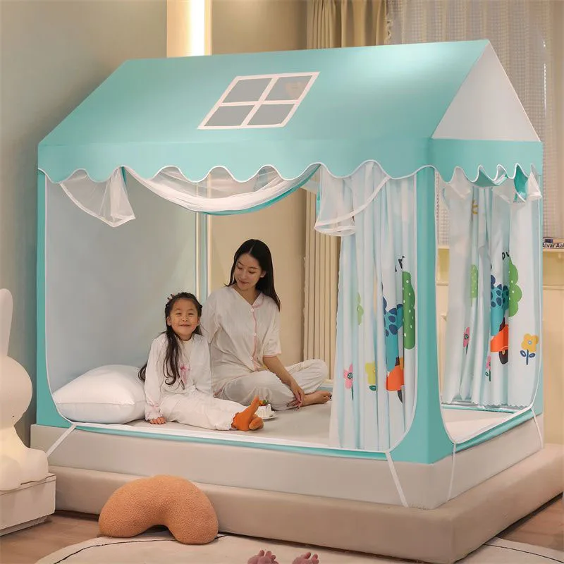 

New Baby Anti-fall Mosquito Net Cartoon Printed House Shape Blackout Mosquito Net Large Space Children's Room Decor Mosquito Net