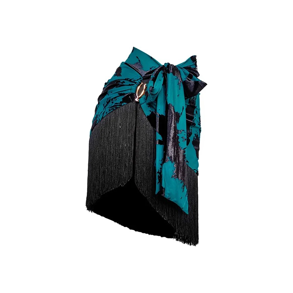 تنانير الرقص اللاتينية شرابة أداء المرأة السالسا رومبا سامبا ممارسة تنورة مرحلة Dancewear