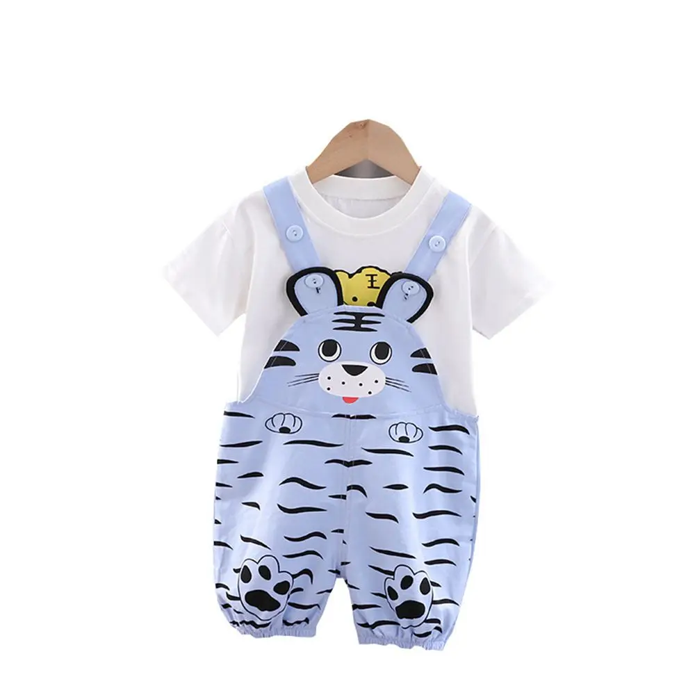 

Baby Boy Summer Clothing 2022 Fashion Cartoon O-neck T-shirts Tops and Overalls Two Piece Outfits Sets Kids Bebes Jogging Suits