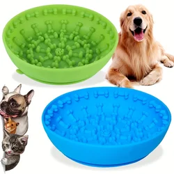 Slow Food Bowl  Feeder Pet Bowl Tableware Anti-tip Pads Suction Cups Slow Food Basins Plates Massage Licking Dog Food Bowl