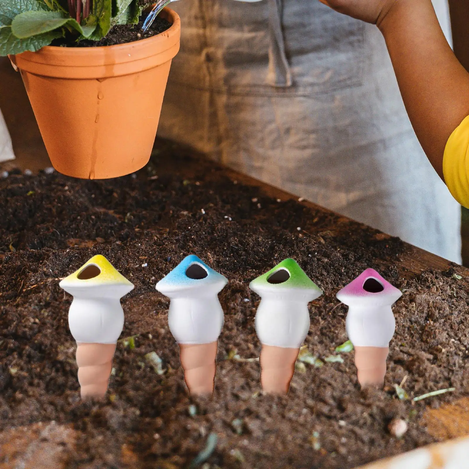 

4x Plant Watering Globes Mushroom Self Water Bulbs for Outdoor Indoor Plants
