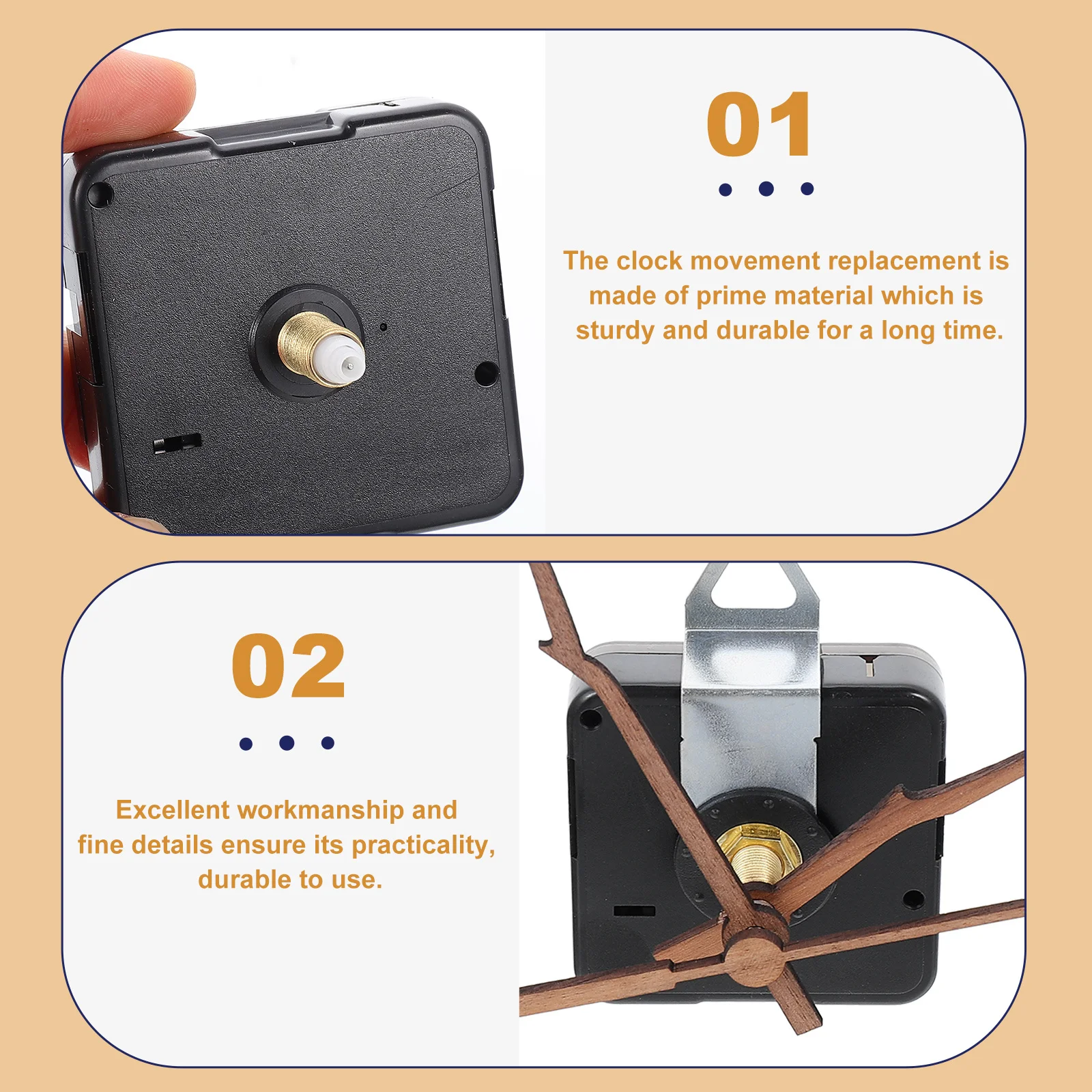 

1 Set Of Quartz Movement Mechanism Silent Diy Wall Clock Replacement Parts Sturdy For Home Office Classroom Library Decor Clock