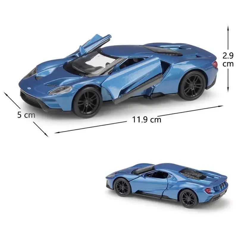 1/36 Ford GT Racing Car Toy Model For Children 5'' RMZ CiTY Diecast Alloy Miniature Model Pull Back Collection Gift Kid Boys