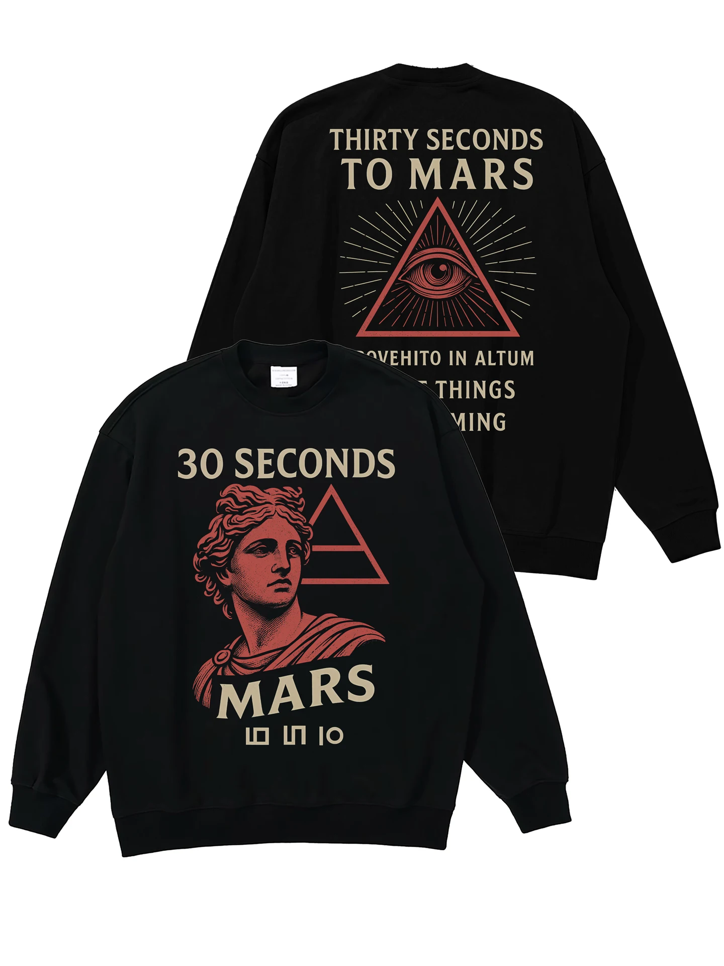 Loose Fit round Neck Sweatshirt Digital Direct Printing Rock Band 30 Seconds to  Men's Casual Comfortable Breathable Long...