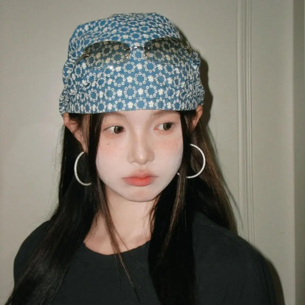 

Exquisite Punk Y2k Print Pullover Hats Vintage Korean Style Printed Beanies Cap Hiphop Ins Women's Turban Hat Vacation