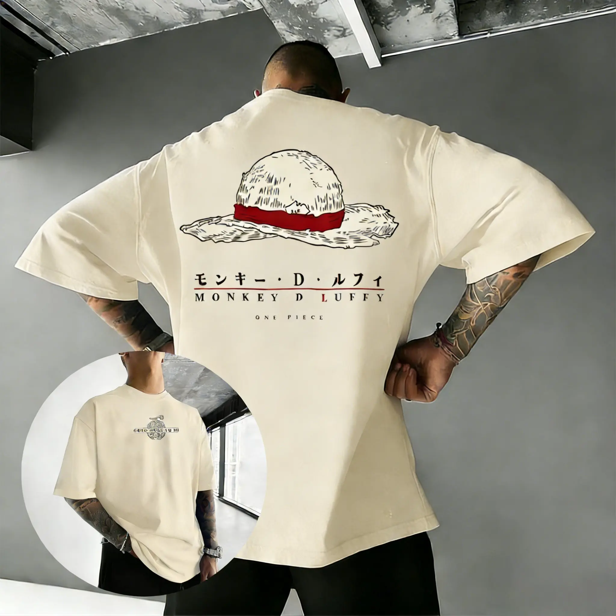 Men's 2026 Summer Fashion Sailor Anime Pattern Printed T-Shirt 100% Cotton Loose-Fitting Versatile Short Sleeve
