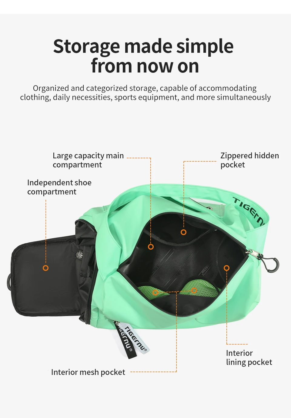Tigernu Frauen Taschen Reisetaschen Für Frauen Handtasche Leichte Sport Taschen Weibliche Duffle Bag Mädchen Umhängetasche Männer Schulter Tasche – Detail 11
