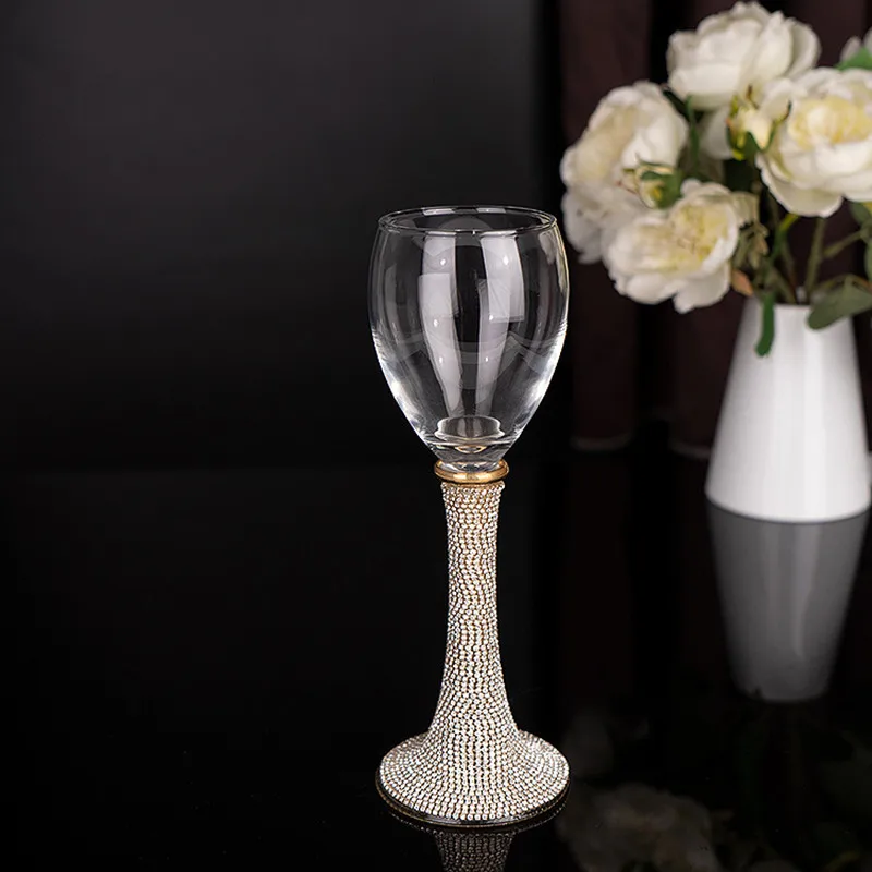 

2Pcs 230ML Premium Luxury Crystal Diamond Set Red Wine Cup Wedding Gift Wine Cups Leadless High Leg Wine Cup Family Pie List