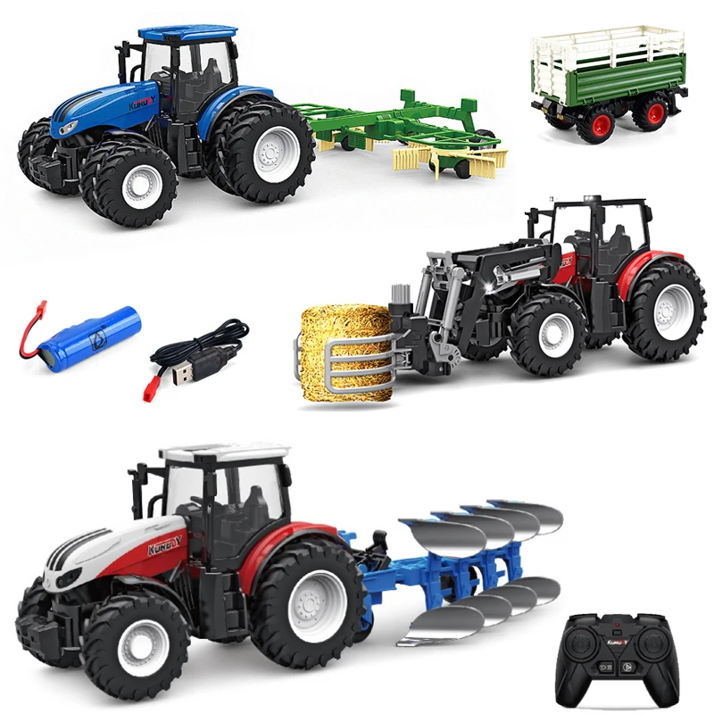 1/24 RC Tractor Trailer Truck 2.4G Electric Agricultural Engineering Vehicle Harvester Farm Equipment Toys Gifts