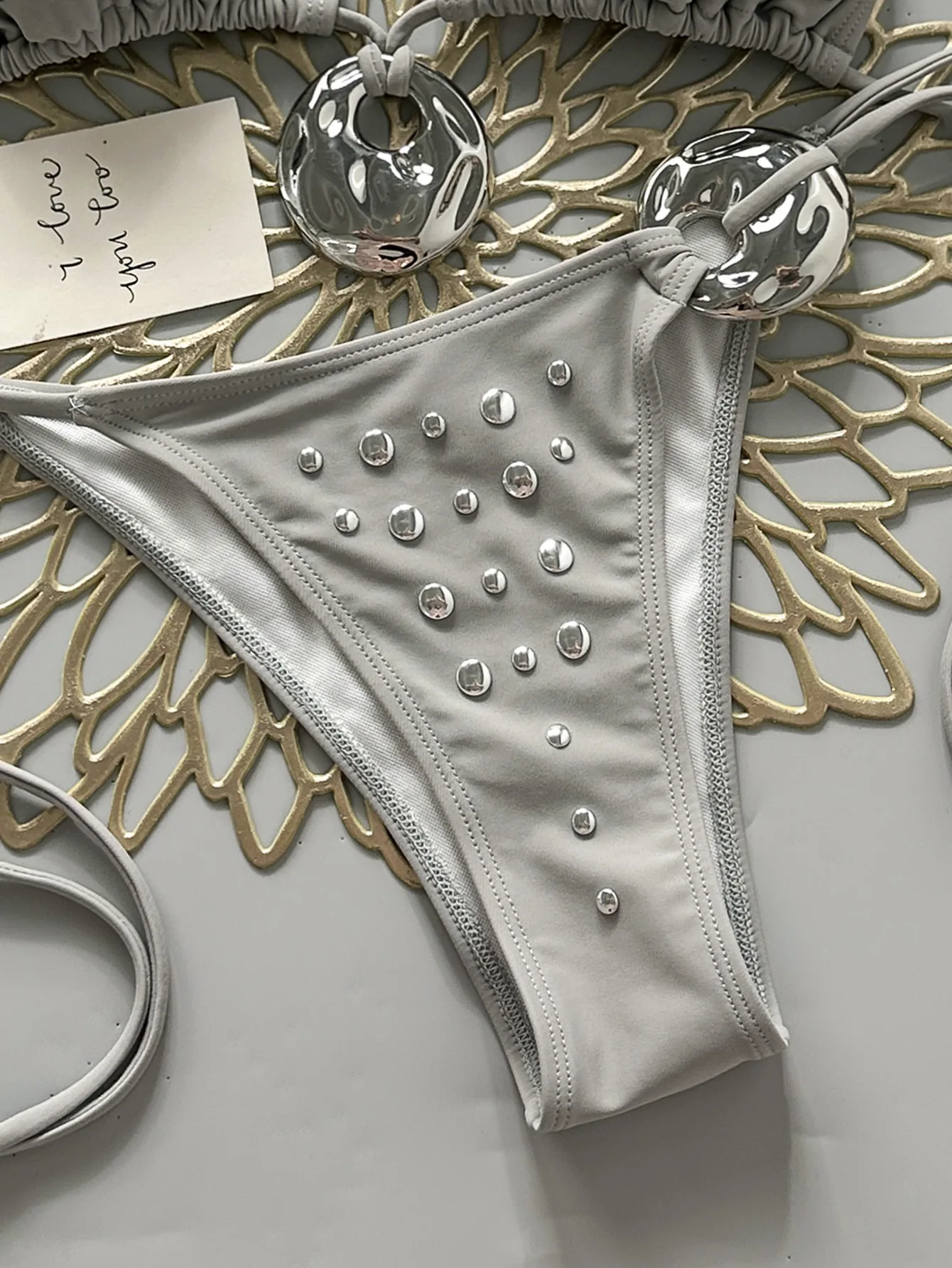 2026 Shiny Sequin Bikini Women Swimwear Female Swimsuit Two-pieces Bikini Set Wrap Around Halter Bathing Suit Swim Beach Wear view 5
