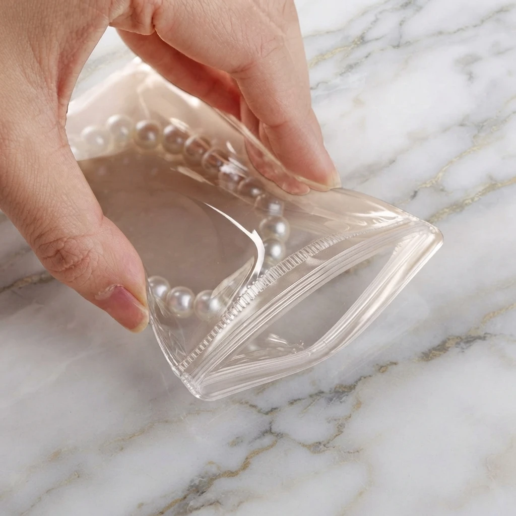 100pcs Thick Self-Sealing Transparent Pvc Jewelry Pouches For Earrings, Bracelets,Necklaces Packaging And Anti-Oxidation Storage