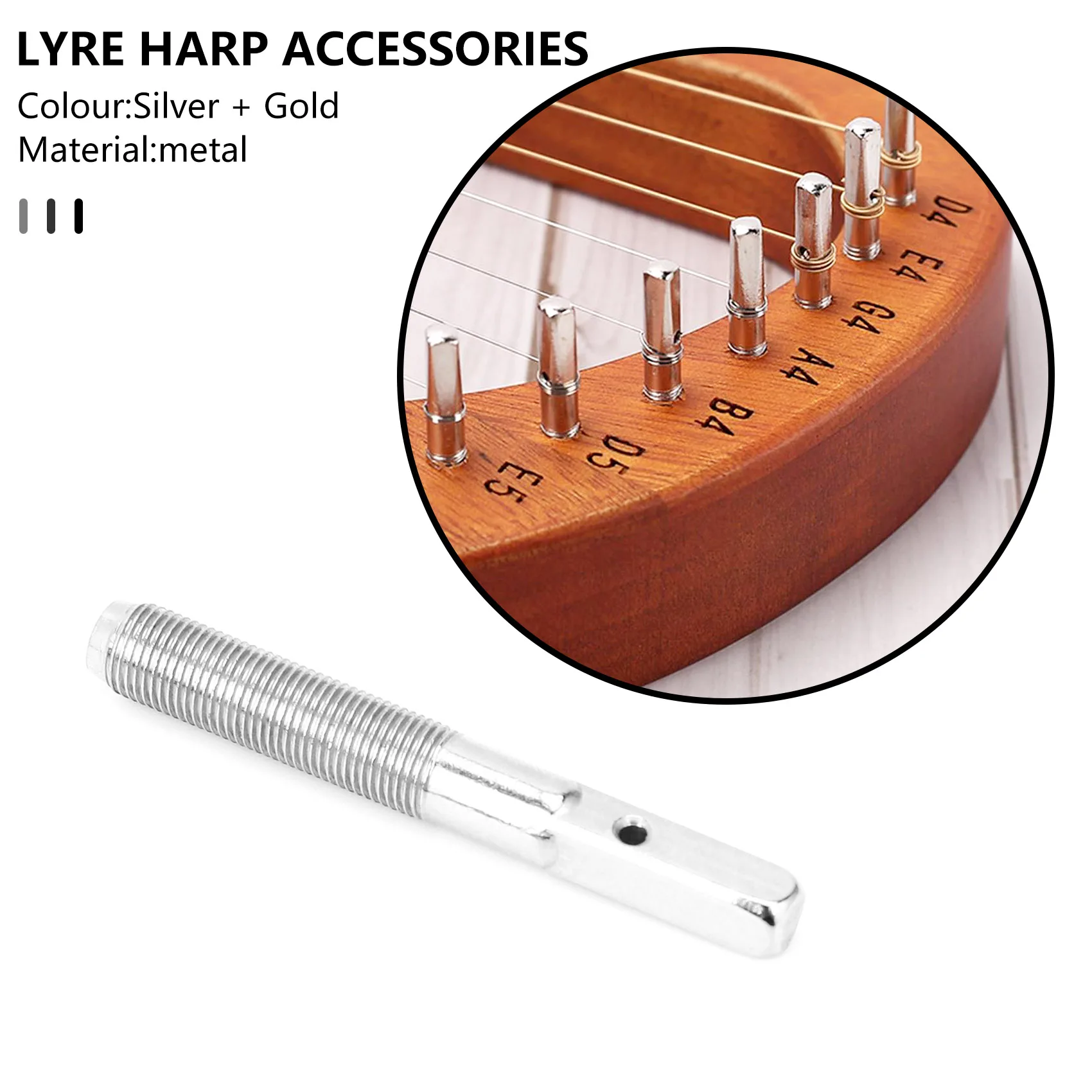 20 Pcs Lyre Harp Tuning Pin Nails with 20 Pcs Rivets Set for Lyre Harp Small Harp Musical Stringed Instrument