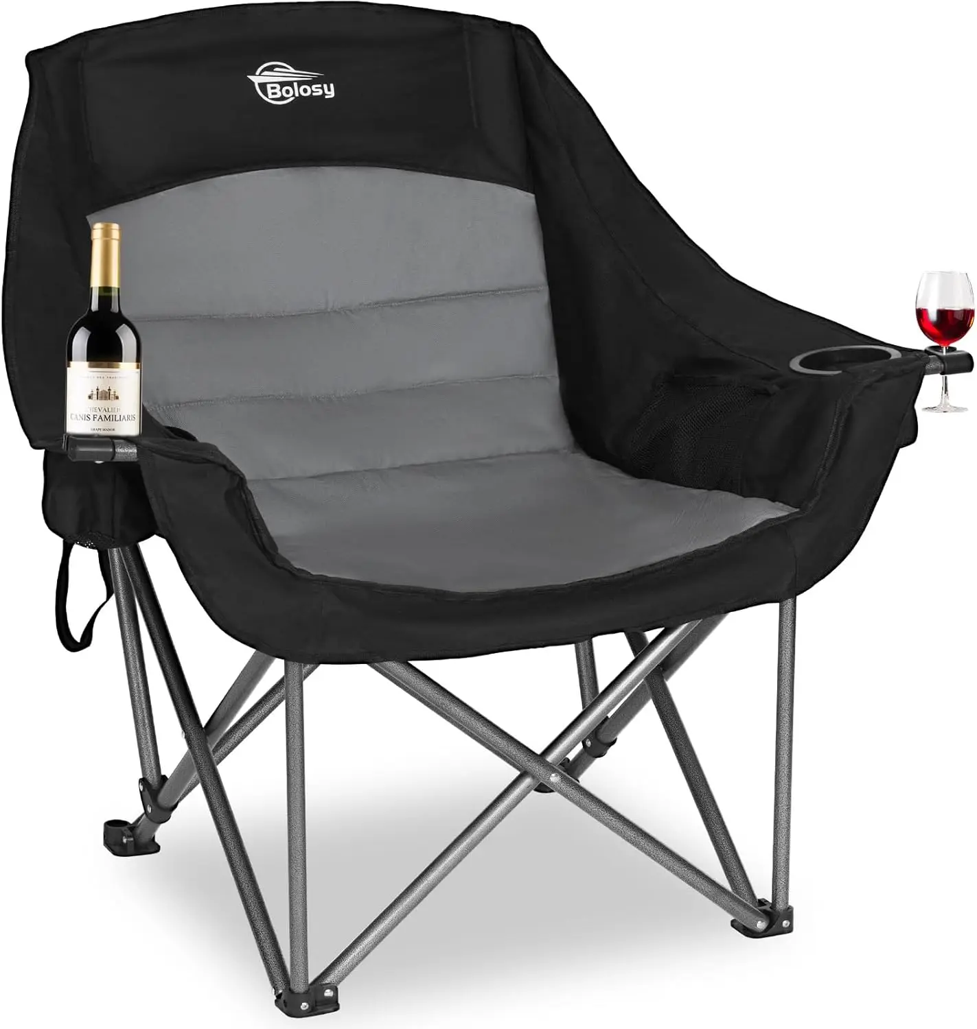 

Extra Large Camping Chair for Adults, Heavy Duty 500 lbs Support, Padded Outdoor Folding Chair with Cup Holder