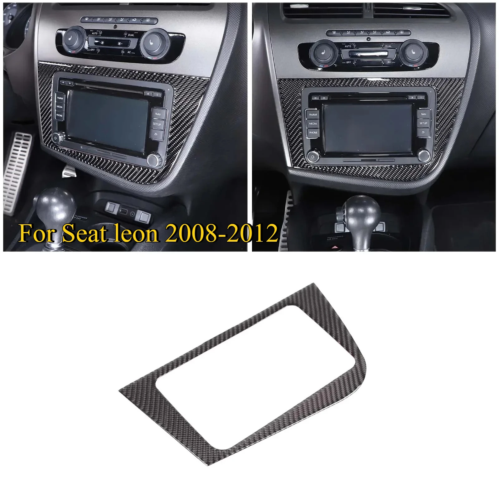 

soft carbon fiber sticker For Seat leon 2008-2012car center control display frame cover sticker car interior upgrade accessories