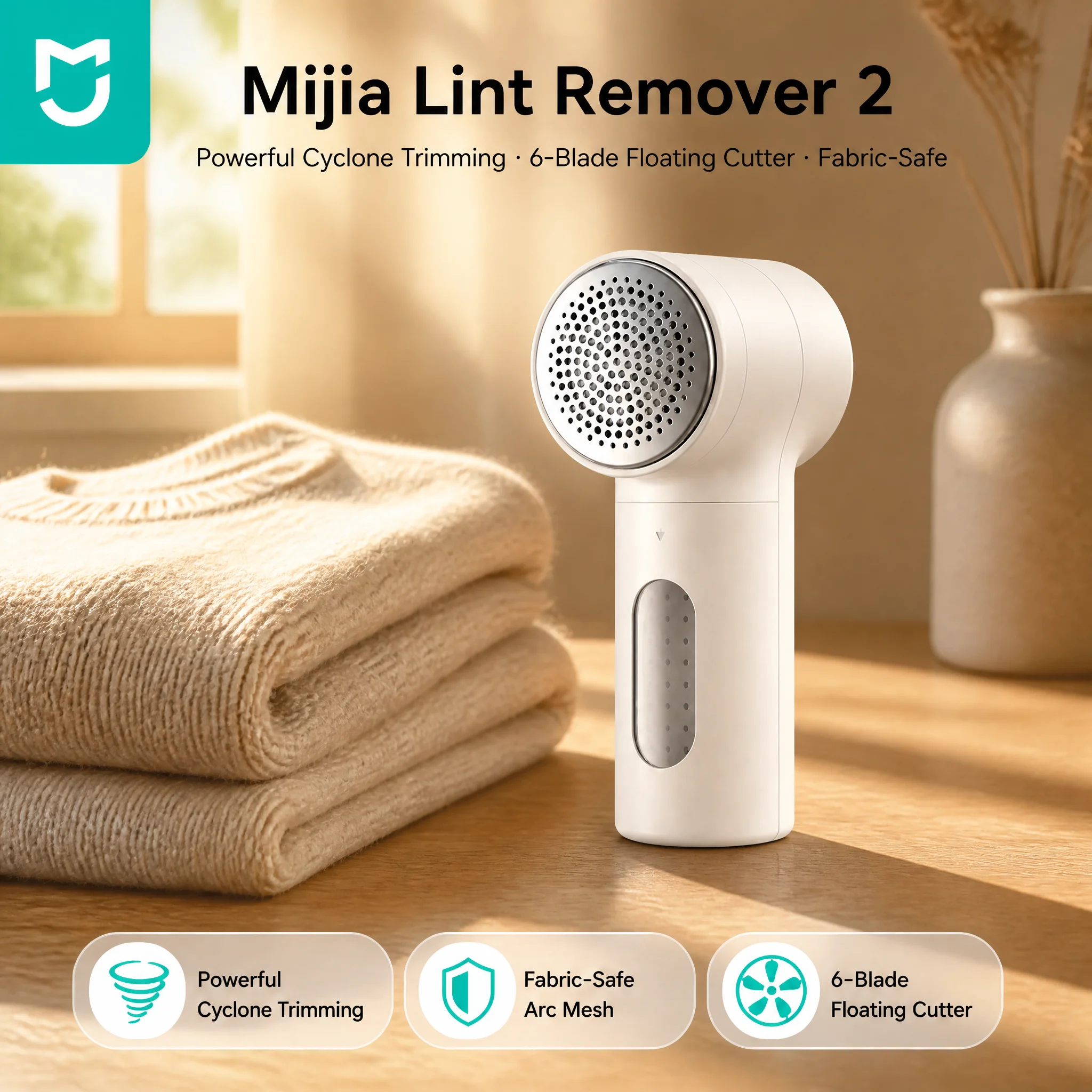 Mijia Lint Remover 2 USB Rechargeable Fabric Shaver Portable Electric Clothes Pill Trimmer for Sweater & Sofa Fuzz Removal