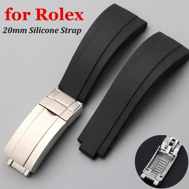 Image of 20-mm-Armband für Rolex Submariner DAYTONA GMT DEEPSEA, Silikonarmband, wasserdichtes Gummi-Uhrenarmband für Taucher, Sport, 9 x 9 mm, Schiebeschnalle