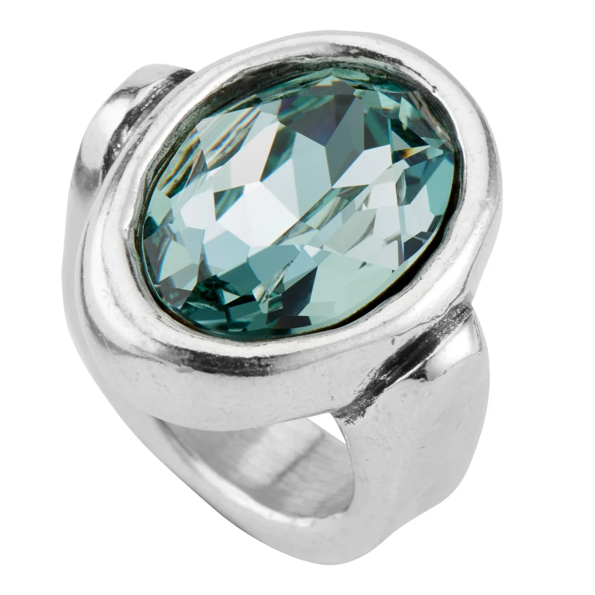 2024 New Hot UNO DE 50 Jewelry Fashion Exquisite Plated Sterling Silver Green Crystal Ring, Women's Gift