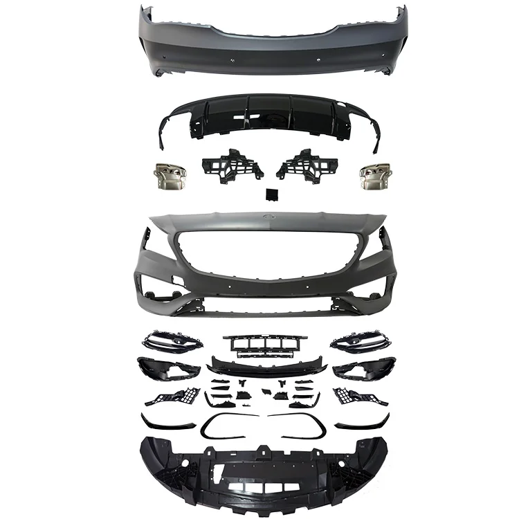 W117 CLA200 CLA220 CLA45 body kit for W117 To CLA45 Style With Front Bumper Grille Rear Bumper And Exhaust Tips