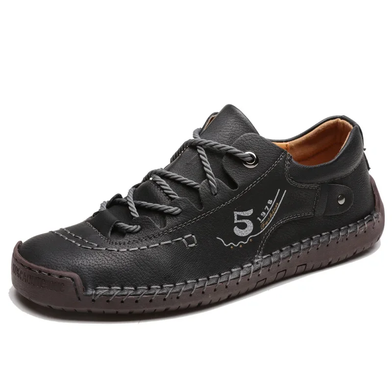 Handgemaakte Lederen Heren Schoenen Casual Loafers Lace Up Split Lederen Schoenen Mannen Flats Hot Koop Mocassins Outdoor Schoenen Dropshipping